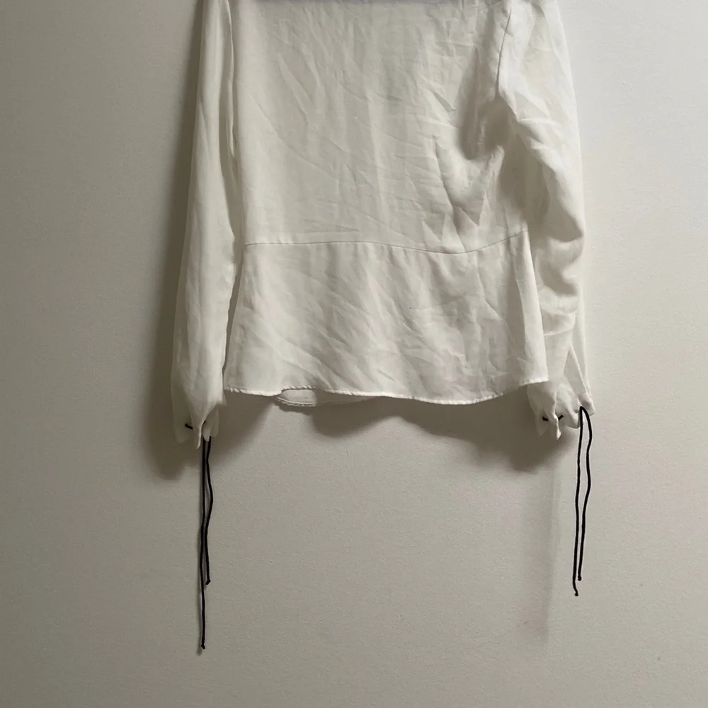 Zara V-Neck Contrast Trim Chiffon Blouse XS - Picture 5 of 5